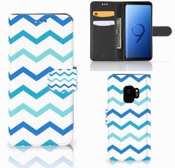 B2Ctelecom Samsung Galaxy S9 Bookstyle Case Zigzag Blauw