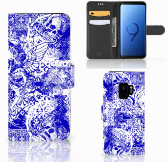 B2Ctelecom Samsung Galaxy S9 Flipcase Angel Skull Blue