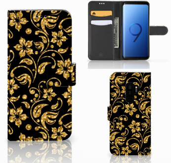 B2Ctelecom Samsung Galaxy S9 Plus Book Case Design Gouden Bloemen