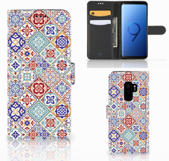 B2Ctelecom Samsung Galaxy S9 Plus Book Case Tiles Color