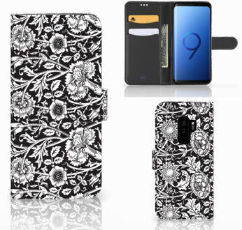 B2Ctelecom Samsung Galaxy S9 Plus Bookcase Hoesje Black Flowers