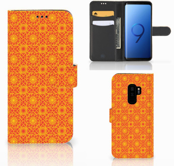 B2Ctelecom Samsung Galaxy S9 Plus Bookcase Hoesje Design Batik Orange