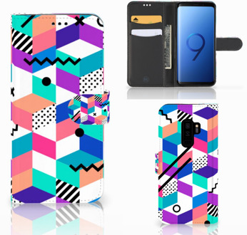 B2Ctelecom Samsung Galaxy S9 Plus Bookcase Hoesje Design Blocks Colorful