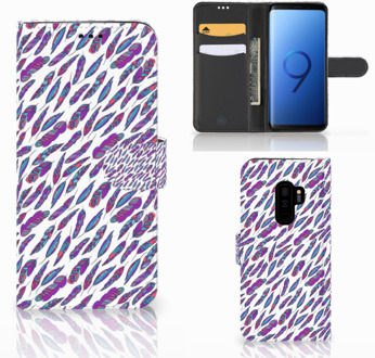 B2Ctelecom Samsung Galaxy S9 Plus Bookcase Hoesje Design Feathers Color