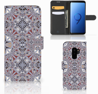 B2Ctelecom Samsung Galaxy S9 Plus Bookcase Hoesje Design Flower Tiles