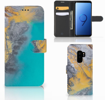 B2Ctelecom Samsung Galaxy S9 Plus Bookcase Hoesje Design Marble Blue Gold