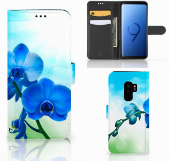 B2Ctelecom Samsung Galaxy S9 Plus Bookcase Hoesje Design Orchidee Blauw