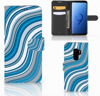 B2Ctelecom Samsung Galaxy S9 Plus Bookcase Hoesje Design Waves Blue