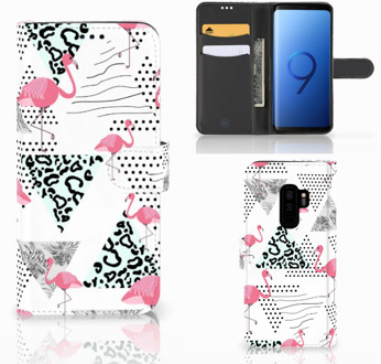 B2Ctelecom Samsung Galaxy S9 Plus Bookcase Hoesje Flamingo Triangle