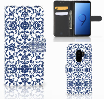 B2Ctelecom Samsung Galaxy S9 Plus Bookcase Hoesje Flower Blue