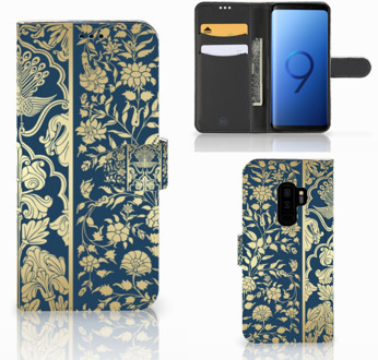 B2Ctelecom Samsung Galaxy S9 Plus Bookcase Hoesje Golden Flowers