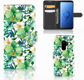 B2Ctelecom Samsung Galaxy S9 Plus Bookcase Hoesje Orchidee Groen