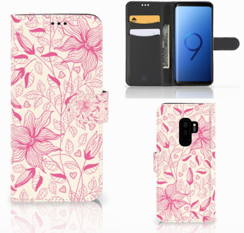 B2Ctelecom Samsung Galaxy S9 Plus Bookcase Hoesje Pink Flowers