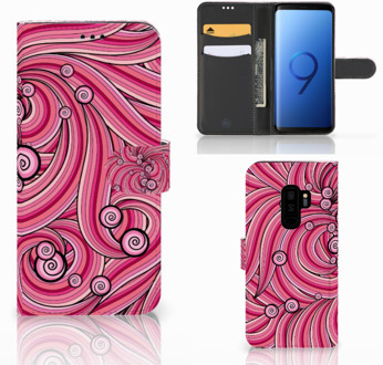 B2Ctelecom Samsung Galaxy S9 Plus Bookcase Hoesje Swirl Pink