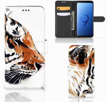 B2Ctelecom Samsung Galaxy S9 Plus Bookcase Hoesje Watercolor Tiger