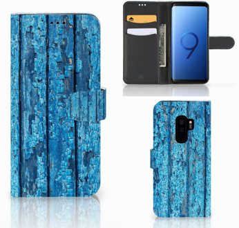 B2Ctelecom Samsung Galaxy S9 Plus Bookcase Hoesje Wood Blue