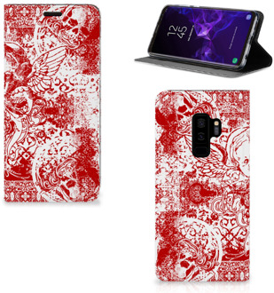 B2Ctelecom Samsung Galaxy S9 Plus Standcase Hoesje Design Angel Skull Red