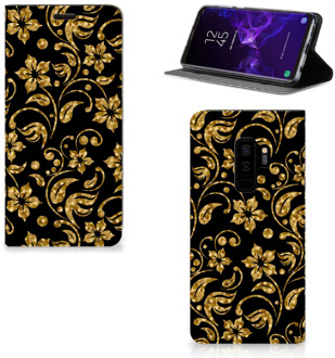 B2Ctelecom Samsung Galaxy S9 Plus Standcase Hoesje Design Gouden Bloemen