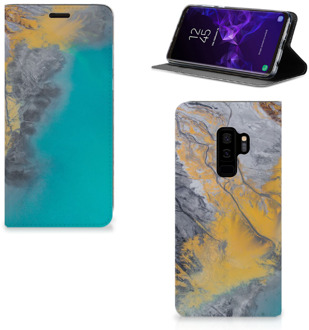 B2Ctelecom Samsung Galaxy S9 Plus Standcase Hoesje Design Marble Blue Gold