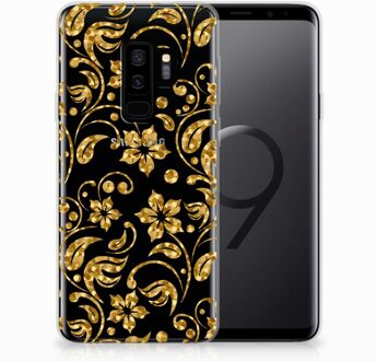 B2Ctelecom Samsung Galaxy S9 Plus TPU Hoesje Design Gouden Bloemen