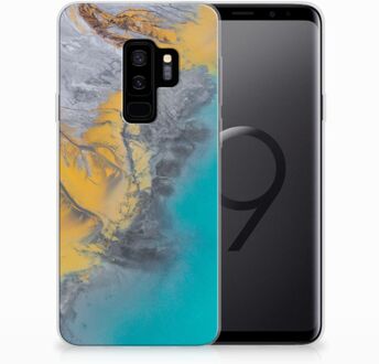 B2Ctelecom Samsung Galaxy S9 Plus TPU Hoesje Design Marble Blue Gold