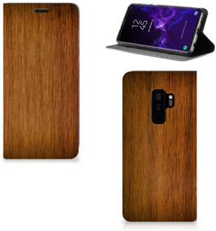 B2Ctelecom Samsung Galaxy S9 Plus Uniek Standcase Hoesje Donker Hout