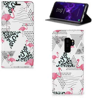 B2Ctelecom Samsung Galaxy S9 Plus Uniek Standcase Hoesje Flamingo Triangle