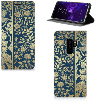 B2Ctelecom Samsung Galaxy S9 Plus Uniek Standcase Hoesje Golden Flowers