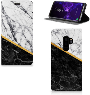 B2Ctelecom Samsung Galaxy S9 Plus Uniek Standcase Hoesje Marble White Black