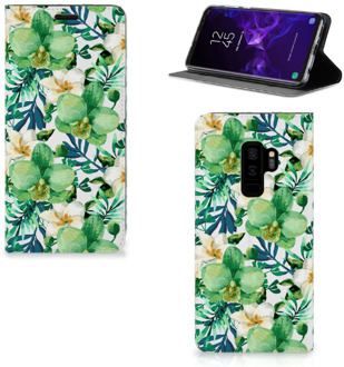 B2Ctelecom Samsung Galaxy S9 Plus Uniek Standcase Hoesje Orchidee Groen