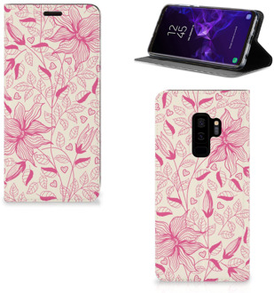 B2Ctelecom Samsung Galaxy S9 Plus Uniek Standcase Hoesje Pink Flowers