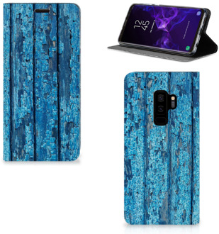 B2Ctelecom Samsung Galaxy S9 Plus Uniek Standcase Hoesje Wood Blue