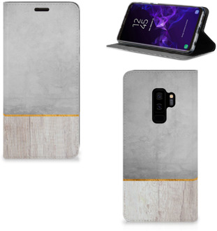 B2Ctelecom Samsung Galaxy S9 Plus Uniek Standcase Hoesje Wood Concrete