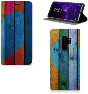 B2Ctelecom Samsung Galaxy S9 Plus Uniek Standcase Hoesje Wood Heart