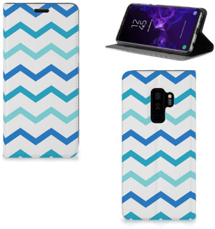 B2Ctelecom Samsung Galaxy S9 Plus Uniek Standcase Hoesje Zigzag Blauw