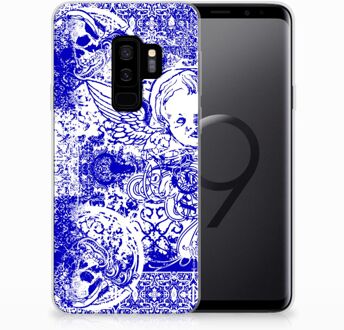 B2Ctelecom Samsung Galaxy S9 Plus Uniek TPU Hoesje Angel Skull Blue