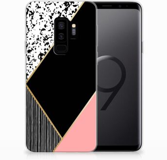 B2Ctelecom Samsung Galaxy S9 Plus Uniek TPU Hoesje Black Pink Shapes