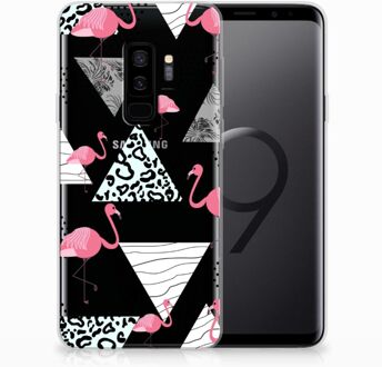 B2Ctelecom Samsung Galaxy S9 Plus Uniek TPU Hoesje Flamingo Triangle