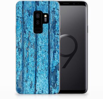 B2Ctelecom Samsung Galaxy S9 Plus Uniek TPU Hoesje Wood Blue