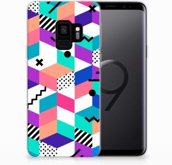 B2Ctelecom Samsung Galaxy S9 Siliconen Hoesje Blocks Colorful