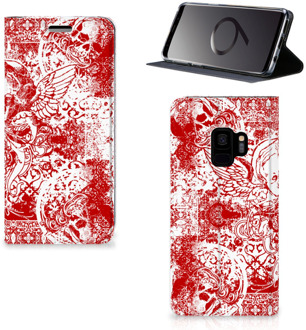 B2Ctelecom Samsung Galaxy S9 Standcase Hoesje Design Angel Skull Red