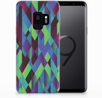 B2Ctelecom Samsung Galaxy S9 TPU Siliconen Hoesje Design Abstract Green Blue