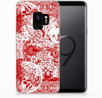 B2Ctelecom Samsung Galaxy S9 TPU Siliconen Hoesje Design Angel Skull Red