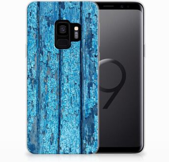 B2Ctelecom Samsung Galaxy S9 TPU Siliconen Hoesje Wood Blue