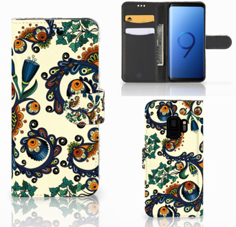 B2Ctelecom Samsung Galaxy S9 Wallet Book Case Hoesje Design Barok Flower