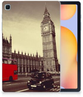 B2Ctelecom Samsung Galaxy Tab S6 Lite Tablethoesje met Naam met Foto Londen City met transparant zijkanten