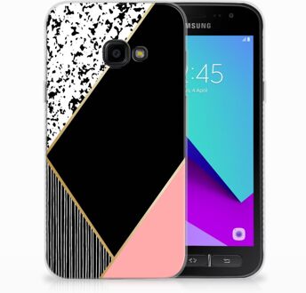 B2Ctelecom Samsung Galaxy Xcover 4 Uniek TPU Hoesje Black Pink Shapes