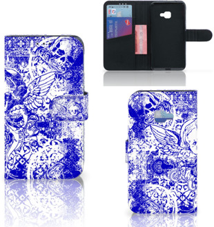 B2Ctelecom Samsung Galaxy Xcover 4 Uniek Wallet Book Case Hoesje Angel Skull Blue