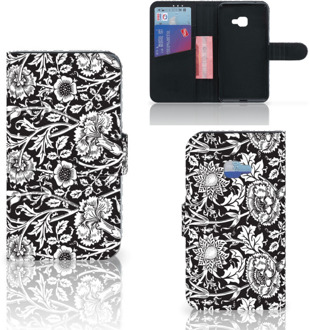 B2Ctelecom Samsung Galaxy Xcover 4 Uniek Wallet Book Case Hoesje Black Flowers