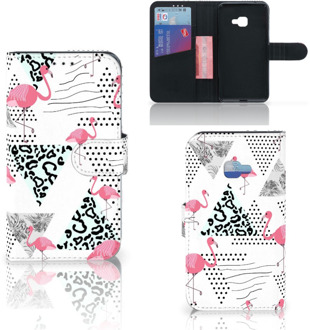 B2Ctelecom Samsung Galaxy Xcover 4 Uniek Wallet Book Case Hoesje Flamingo Triangle